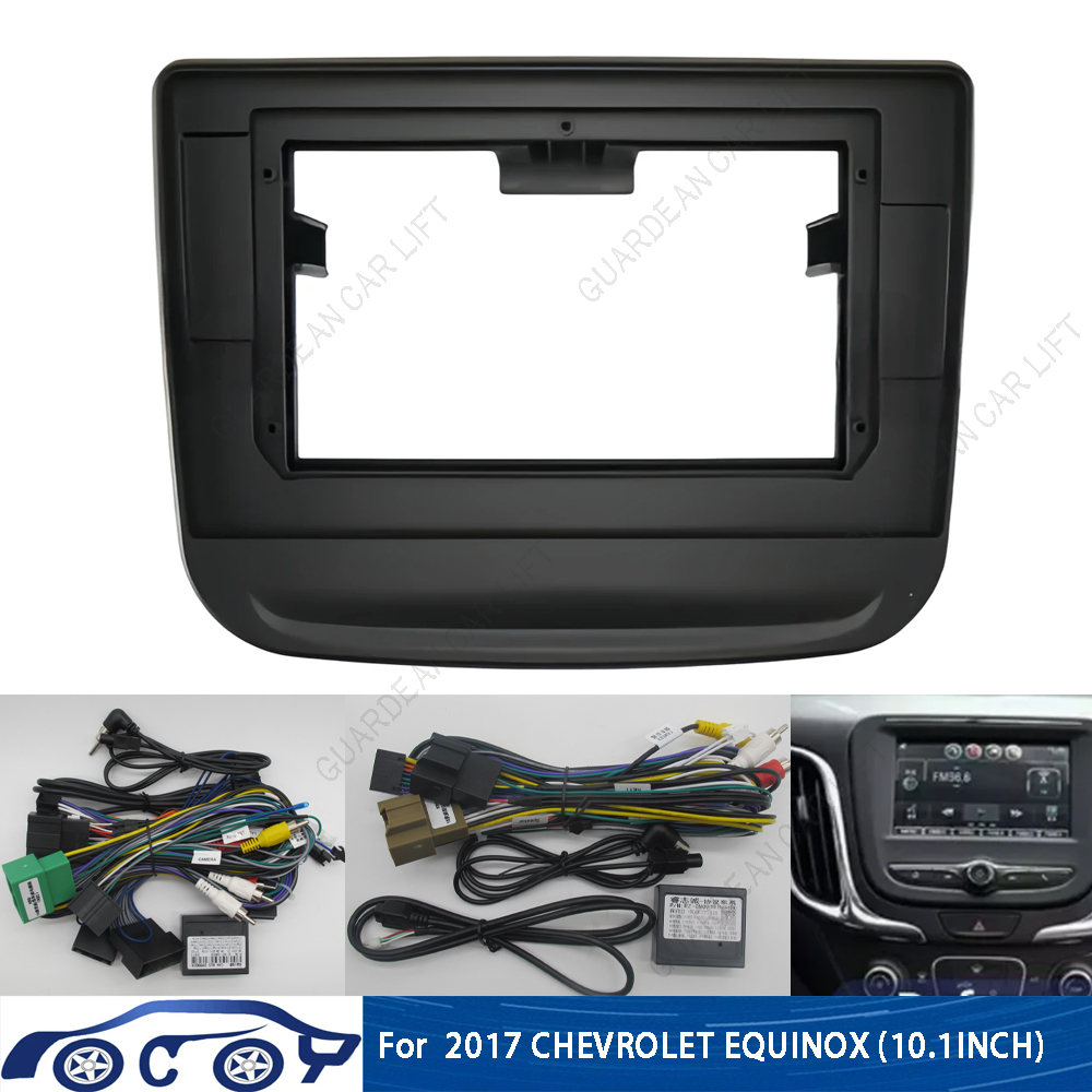 Car Stereo Canbus Decoder - 10.1インチカーラジオフェイシア、2017年式シボレーエクイノックス用Androidステレオフレームパネル、ケーブル、canbusデコード付き