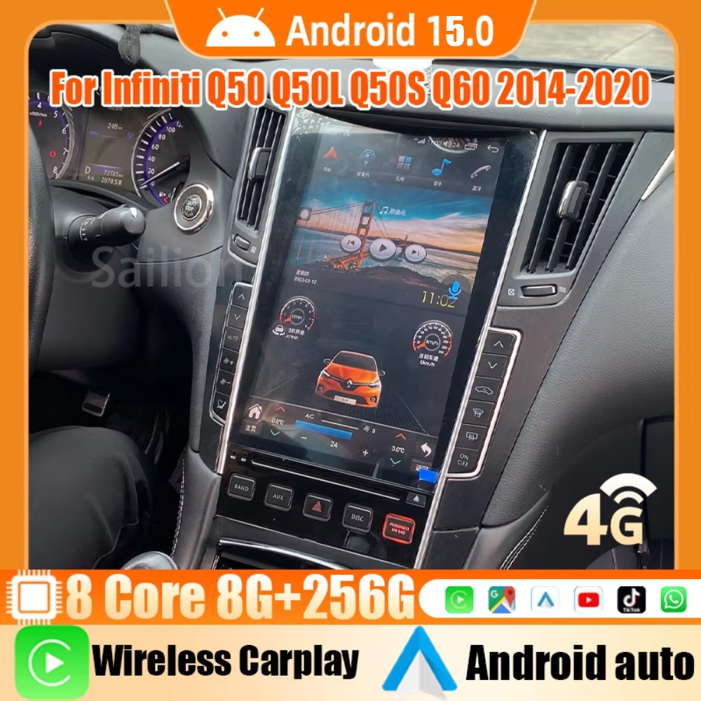 Car Dvd Player Bluetooth Steering Wheel - Android15 カーラジオ インフィニティ Q50 Q50L Q50S