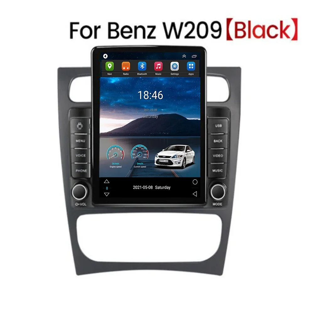 Tesla Style Screen Car Radio - 9.7インチ 車載Androidプレーヤー。ベンツW203、W209、CLK、Cクラスに対応。CarPlay、テスラ風デザイン、縦型マルチメディア、ビデオ、ラジオ、GPS、ステレオヘッドユニット。