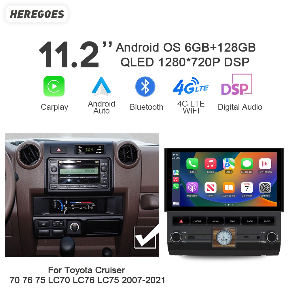 Car Dvd Player Bluetooth Steering Wheel - Androidカーラジオ720 GB,256 p,CarPlay,Bluetooth,GPSナビゲーション,ステレオ,車用トヨタランドクルーザー70,76,75,lc70,lc75,lcd,2007-2021