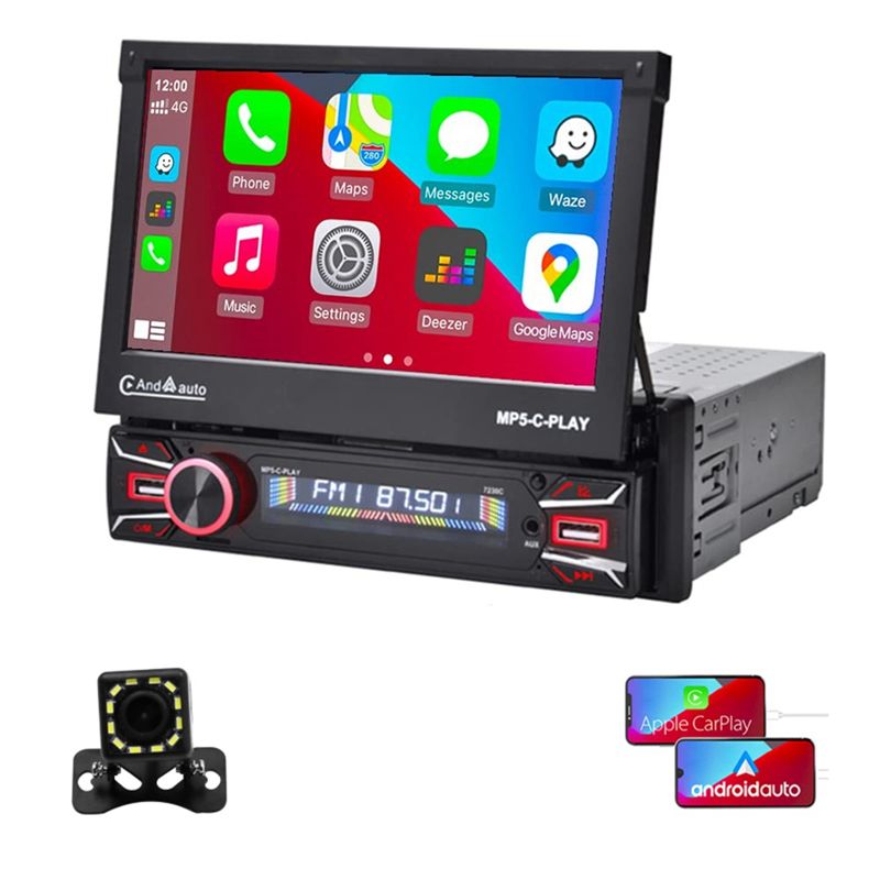 Car Radio 1 Din Flip Out Screen - 信頼性の高い1セット電動フリップアウトタッチスクリーンカーラジオ1DinカーステレオBluetoothミラーリンクカメラ、1セット電動フリップアウトタッチスクリーン
