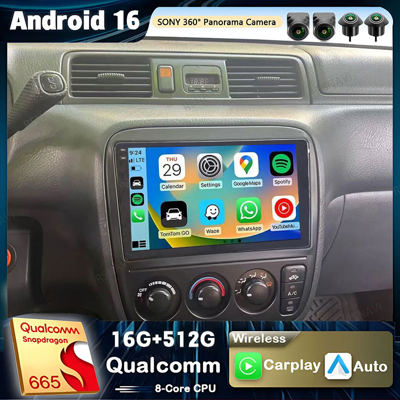 Android Car Stereo 2 Din 8 Core - Android 16 Qualcomm CarPlay対応カーラジオ Honda CRV
