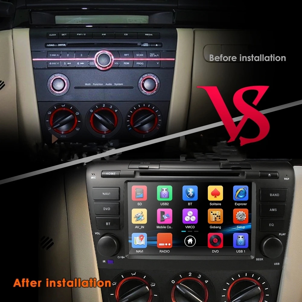 Car Multimedia Player Carplay Android Auto - マツダ3（2004-2009）用LCDアンドロイドスクリーン搭載カーDVDプレーヤー、GPSナビゲーション、マルチメディアプレーヤー、ヘッドユニット、ステレオ、カーステレオ、CarPlay対応