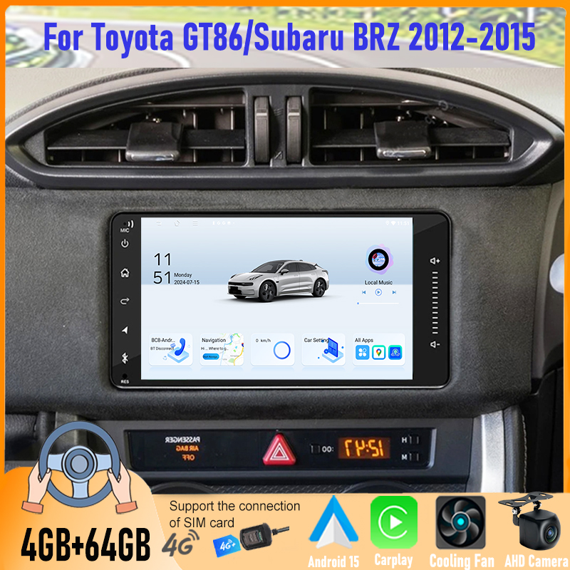 Android Head Unit 6Gb 128Gb - 7インチ ワイヤレスCarPlay Android Auto対応ラジオ 6GB+128GB トヨタGT86/スバルBRZ
