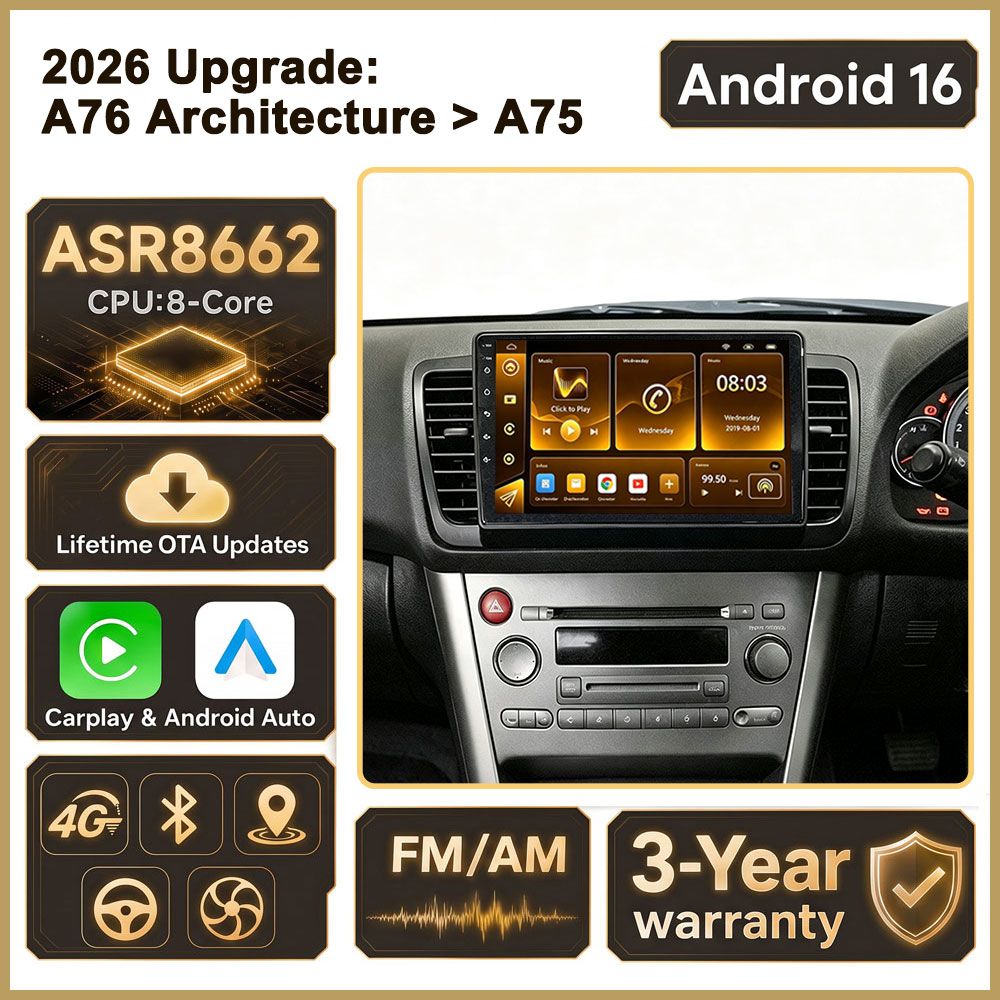 Car Radio Gps Navigation 10 Inch - Cortex-A76 オクタコア Android 16 車載DVDプレーヤー（スバル・レガシィ4、アウトバック3、2003年～2009年式対応）。カーラジオ、GPS、マルチメディアプレーヤー、ドライブレコーダー、Wi-Fi機能を搭載。