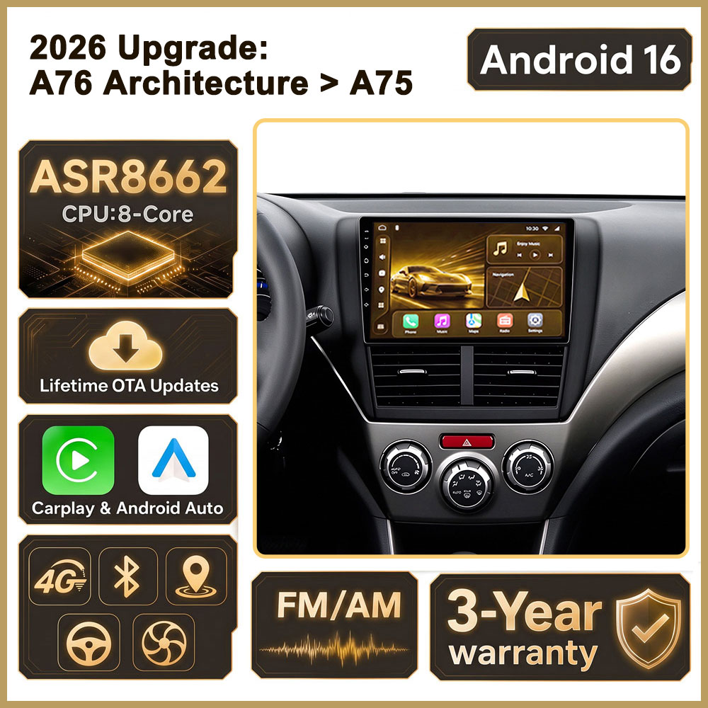 Car Radio Gps Navigation 10 Inch - Cortex-A76 オクタコア Android 16。スバル・フォレスター3 SH（2007年～2013年式）、インプレッサ GH/GE（2007年～2011年式）用。カーラジオ、GPSナビゲーション、Bluetooth対応。