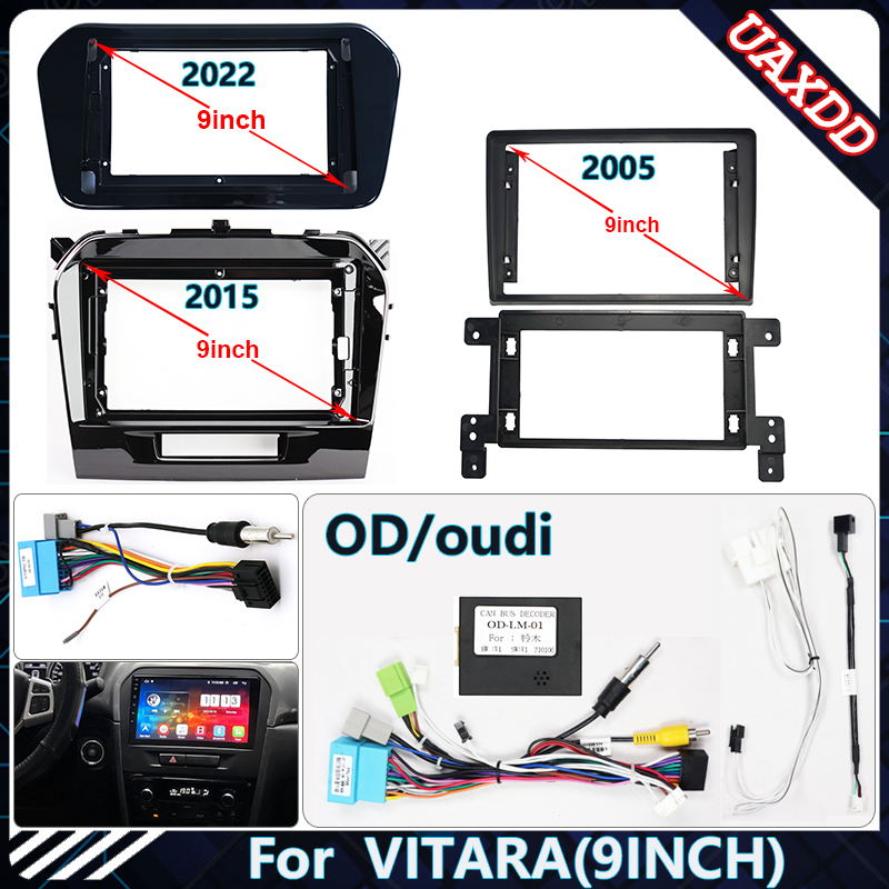 Car Stereo Canbus Decoder - カーラジオ筋膜フレームスズキ VITARA 2005-2022 9 インチステレオパネルワイヤーハーネス電源ケーブルアダプタ Canbus