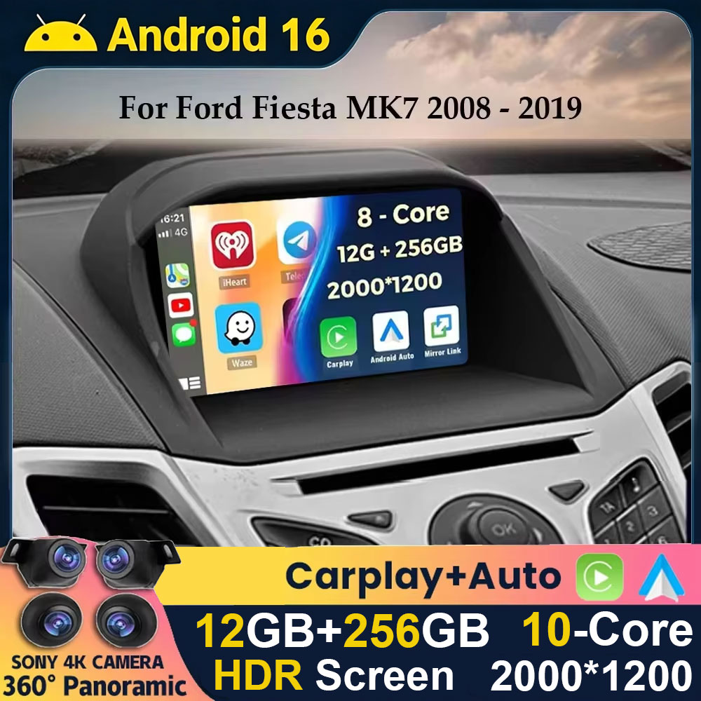 Android Car Stereo 2 Din 8 Core - Android 16 Carplay Auto フォード フィエスタ