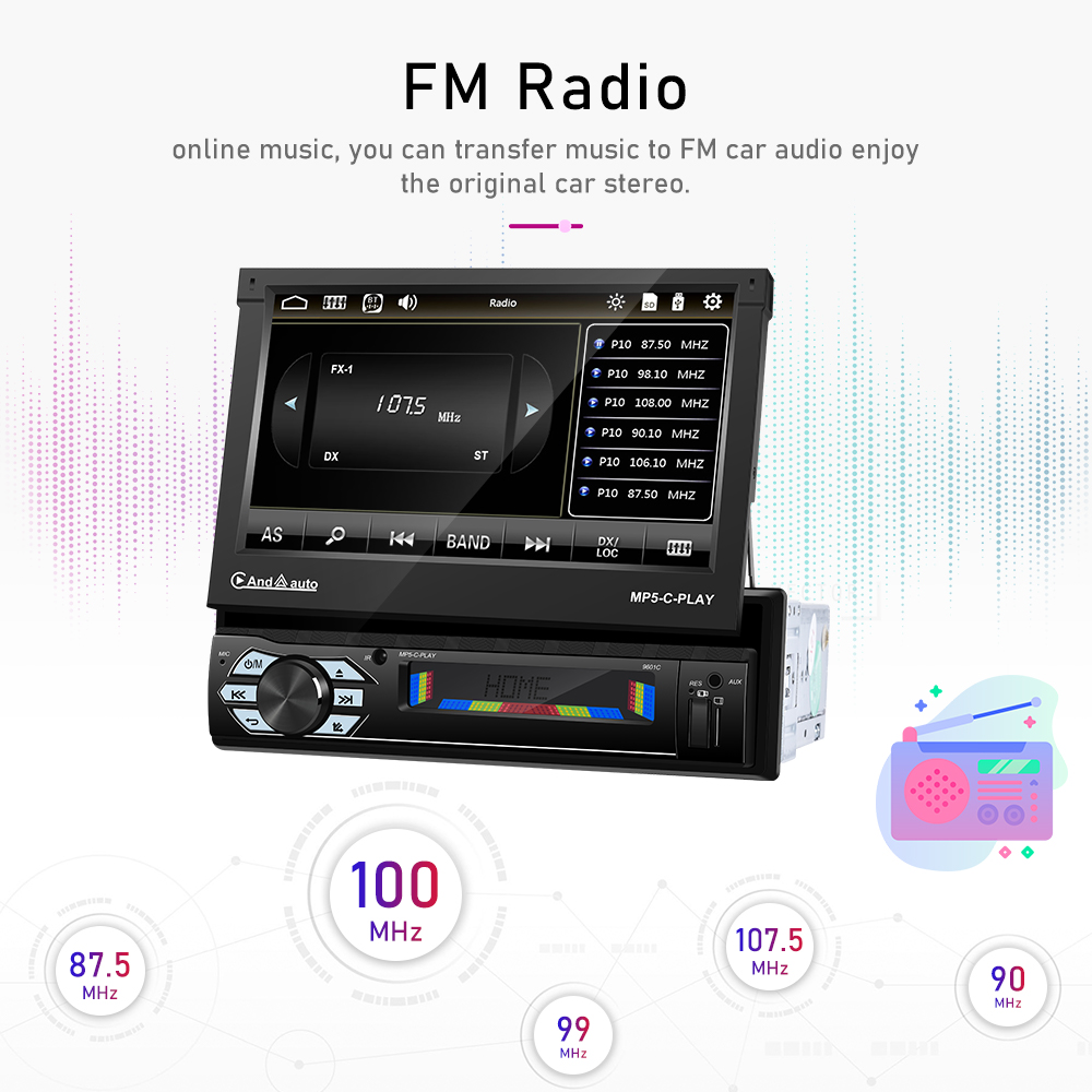 Leekooluu-自動格納式カーラジオ,7インチ画面,自動 - Car Radio 1 Din Flip Out Screen のレビューと価格