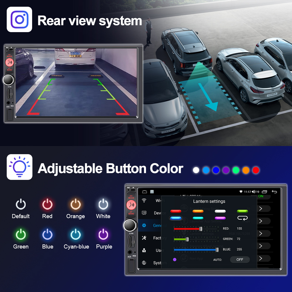LEHX 7インチ 2Din Android Auto Ca - Car Dvd Player Bluetooth Steering Wheel のレビューと価格