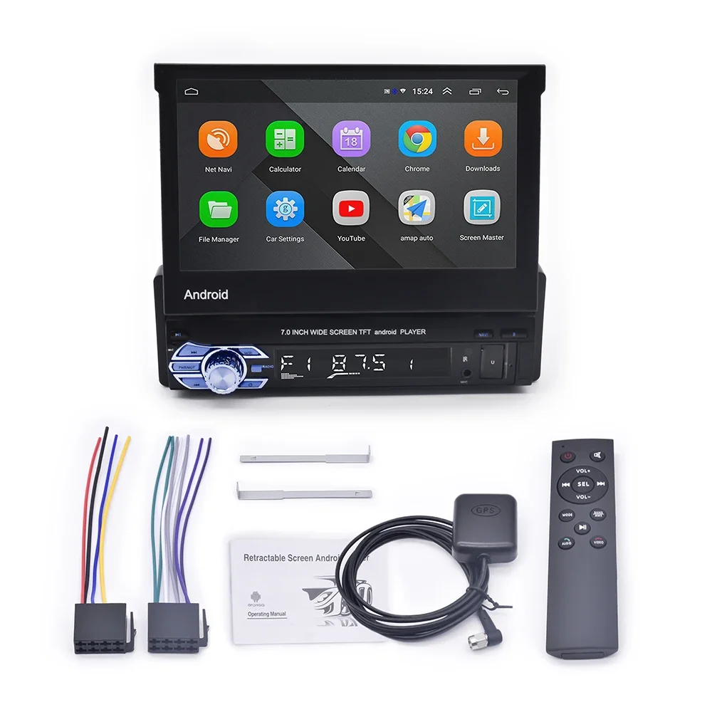 1DINカーナビDVDプレーヤー。7インチの折りたたみ式ディ - Car Radio 1 Din Flip Out Screen のレビューと価格