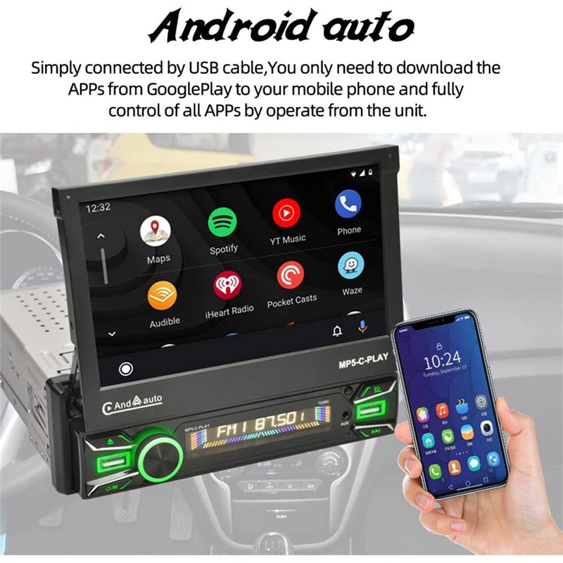 1月1日発売 Dinカーステレオ ワイヤレスCarPlay  - Car Radio 1 Din Flip Out Screen のレビューと価格