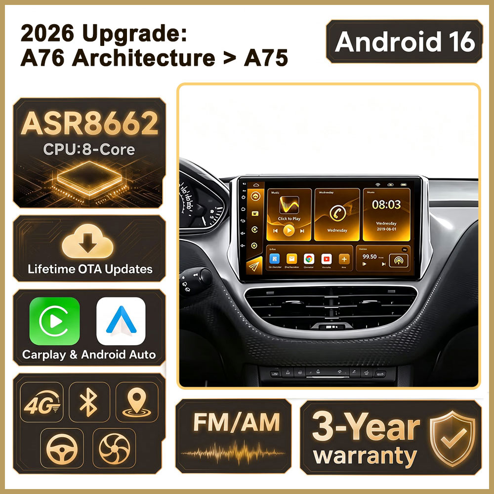 Cortex-A76 オクタコア Android 16 プジ - Car Radio Gps Navigation 10 Inch のレビューと価格
