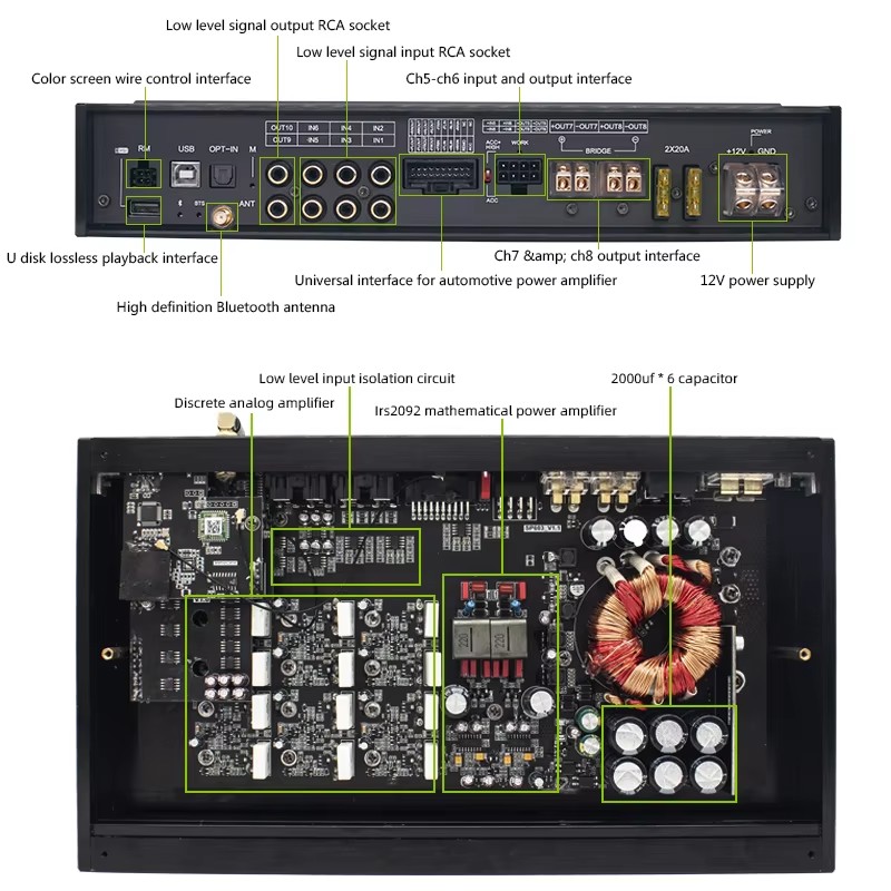 ブルートゥース付きカーオーディオアンプ,10チャンネル,車両 - Car Stereo Dsp 8 Channel のレビューと価格