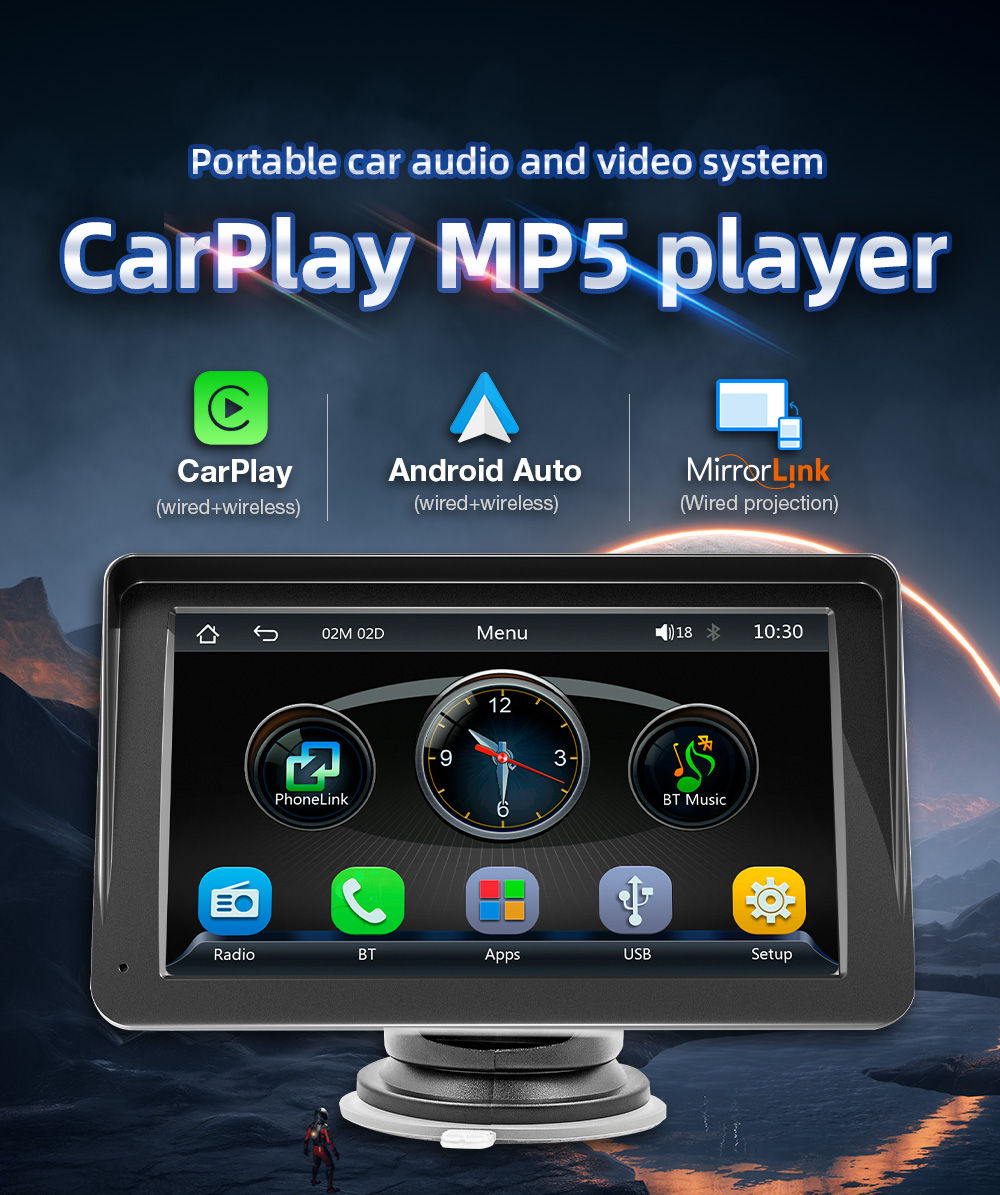 X5300 7インチポータブルワイヤレスCarPlayスクリ - Car Multimedia Player Carplay Android Auto のレビューと価格